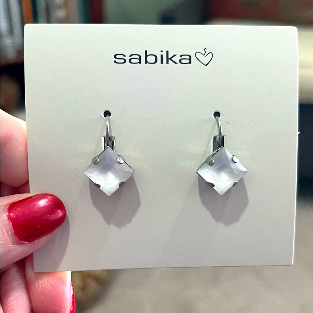 Sabika White Matte Crystal earrings